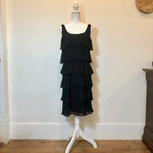Patra Black Ruffle Tiered Dress